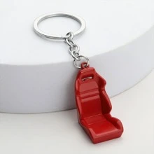 1 pieza Llavero creativo de color metálico en forma de silla - Rojo - Ver 2