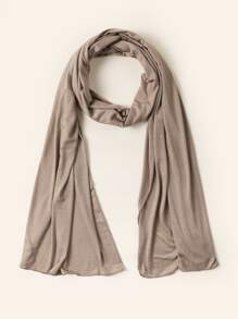 1 pieza Pañuelo de cabeza de unicolor tipo seda con bufanda larga para mujeres, hiyab suave, turbante clásico como accesorio para abaya - Ver 12