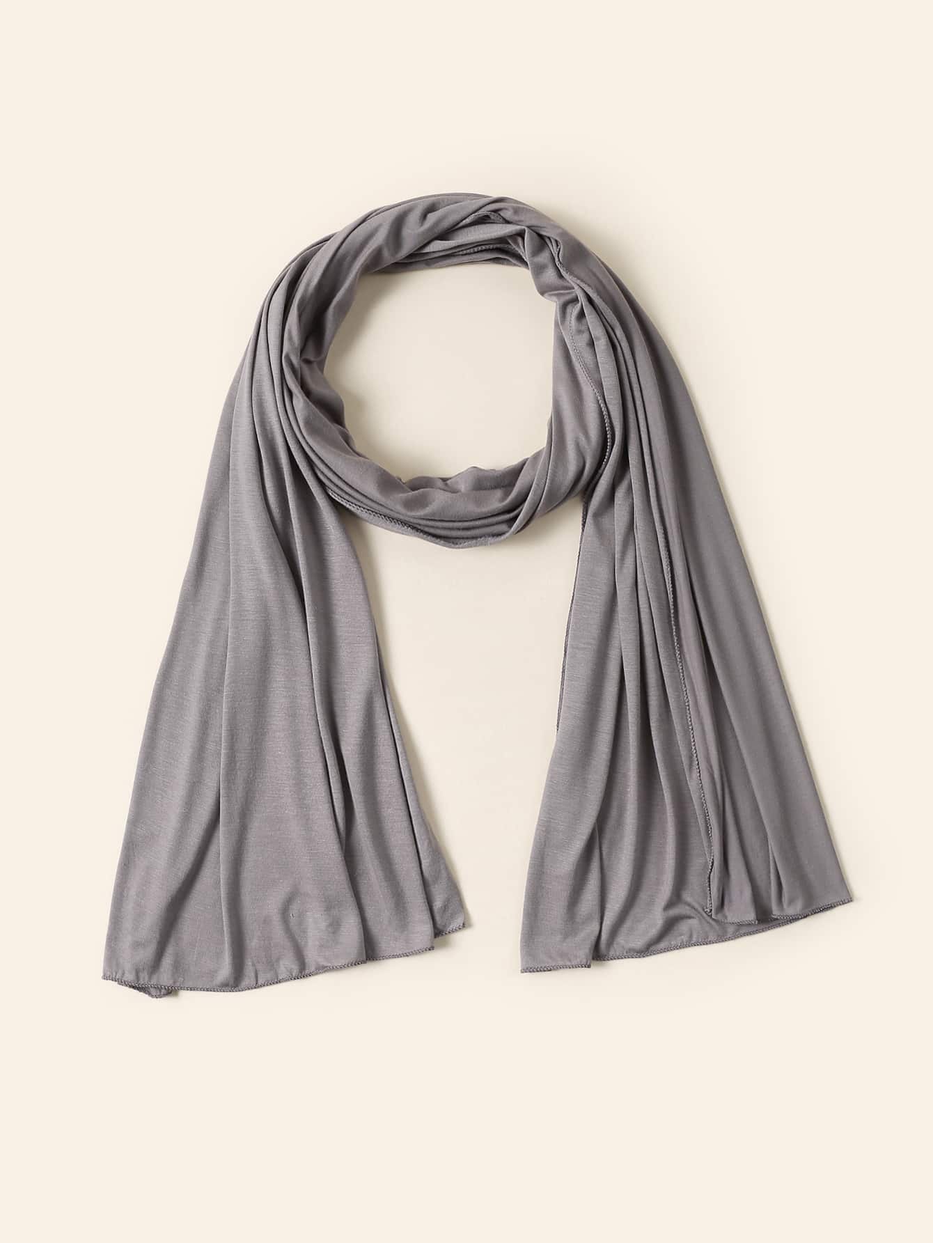 Pañuelo de seda para mujer de unicolor, pañuelo largo adecuado para uso diario, turbante clásico para abayas y ropa con velo - Ver 1