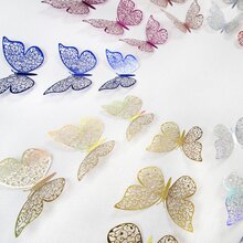 1set Hollow Butterfly Wall Sticker 3d Paper Butterflies Diy Decoration - Multicolor - View 3