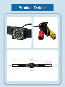 universal de coche respaldo cámara , CCD alta definición contrarrestar vista trasera estacionamiento 12 LED vision nocturna impermeable - Negro - Ver 2