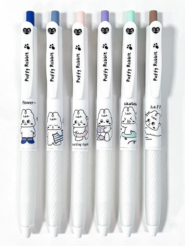 6pcs Black Ink Click Ballpoint Pens, Quick Drying, Suitable For