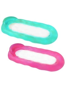 1pc Thickened Inflatable Floating Bed For Water With Transparent Color, Can Be Used As Inflatable Chair Or Hammock - Pink - View 3