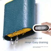 1支掛架式矽膠馬桶刷和座,極簡雙色牆壁掛式馬桶刷,適用於家居使用