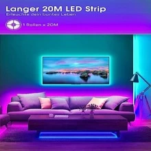 20m Tira de luces LED con control remoto , con cambio de color , música modo , Temporizador configuración , regulable , para casa , dormitorio , TV , cocina Decoración - Multicolor - Ver 7