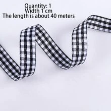 1 Cuộn Ruy Băng Họa Tiết Lưới Để Trang Trí Bánh Nướng, Nơ & Bó Hoa & Gói Quà Giáng Sinh Ruy Băng Trang Trí - màu đen - Xem 3