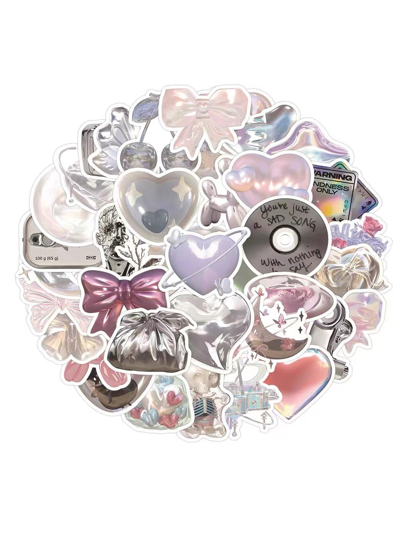 1 gói 63 chiếc Hoạt hình Lung linh Màu bạc Đồ trang trí Hình dán - Nhiều màu - Xem 1