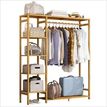 Bamboo GarmENTt Rack Storage Shelves Clothes Hanging Wardrobe Closet Stand Room Decor Home Decor Fall Decor Bedroom Decor - Beige - View 4
