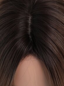 7JHH WIGS Ombre Brown Layered Wig For Women Long Straight Wigs With Curtain Bangs Synthetic High Density Heat Resistant Fiber Hair Wig For Daily Party Use 24 Inch - Rust Brown - View 6