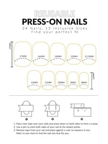 24 cái Ngắn Hình vuông Vàng lấp lánh vui tươi Hoa Móng tay giả Bộ Với Thạch Keo dính , 1 Miếng Giũa móng tay Và 1 Miếng Gậy - Nhiều màu - Xem 4