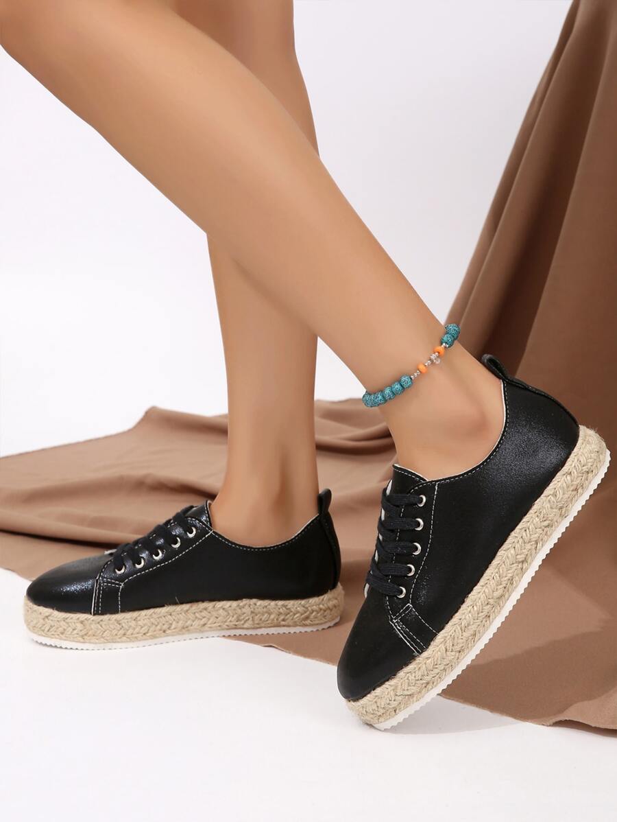 Women's Black Flat Shoes, Fashionable And Versatile For Outdoor Activities - Black - View 1