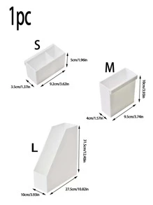 1pc White Abs Desk Multifunctional File Storage Box - White - View 4