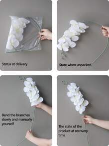 1 cành hoa lan bướm nhân tạo 35,82 inch, hoa phalaenopsis trắng cổ điển, thích hợp cho tiệc cưới/trang trí nhà cửa/trang trí ngày lễ - trắng - Xem 4