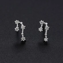1對純銀12星座懸垂耳環帶水鑽細節,甜美風和簡約風格適合女士 - 銀色 - 查看 9