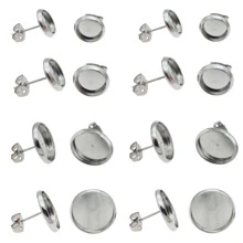 50pcs Cabochon Setting Post  Blank Earring Studs  Stainless Steel Cabochon Setting Ear Stud with  50pcs Stainless Steel Earring Backs for Cabochon Resin DIY Earring Making  6mm 8mm 10mm 12mm