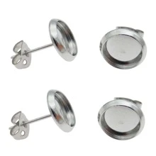 50pcs Cabochon Setting Post  Blank Earring Studs  Stainless Steel Cabochon Setting Ear Stud with  50pcs Stainless Steel Earring Backs for Cabochon Resin DIY Earring Making  6mm 8mm 10mm 12mm