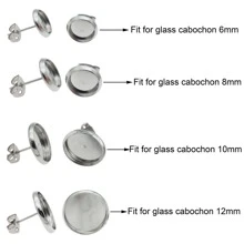 50pcs Cabochon Setting Post  Blank Earring Studs  Stainless Steel Cabochon Setting Ear Stud with  50pcs Stainless Steel Earring Backs for Cabochon Resin DIY Earring Making  6mm 8mm 10mm 12mm