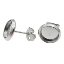 50pcs Cabochon Setting Post  Blank Earring Studs  Stainless Steel Cabochon Setting Ear Stud with  50pcs Stainless Steel Earring Backs for Cabochon Resin DIY Earring Making  6mm 8mm 10mm 12mm