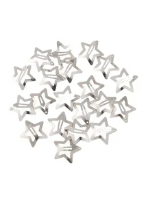 20pcs/Pack 3cm Silver-Color Star Shaped Hair Clips Street - Silver - View 2