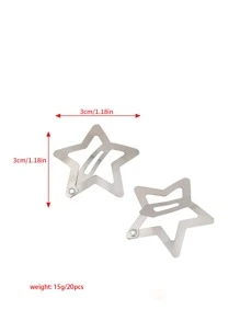 20pcs/Pack 3cm Silver-Color Star Shaped Hair Clips Street - Silver - View 5
