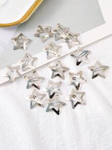 20pcs/Pack 3cm Silver-Color Star Shaped Hair Clips Street - Silver - View 3