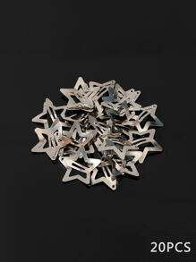 20pcs/Pack 3cm Silver-Color Star Shaped Hair Clips Street - Silver - View 1