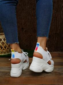 Của phụ nữ Dây đeo chéo Nhiều màu Ruy băng Nêm Gót chân Dày Đế Dép xăng đan , Trắng , Cho mùa hè Các hoạt động ngoài trời - trắng - Xem 5