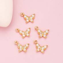 5入組蝴蝶形狀水鑽裝飾DIY首飾吊墜 - 金黃色 - 查看 1