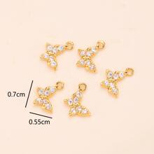 5入組蝴蝶形狀水鑽裝飾DIY首飾吊墜 - 金黃色 - 查看 3