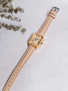 LUCKYFOX May mắn Con cáo Khô Pin Hợp kim kẽm Retro Thạch anh Hình vuông Quay số Dây đeo Đồng hồ , Đơn giản & Giải trí , Đối với Thiếu niên & Sinh viên Cuộc sống hàng ngày - Màu be - Xem 2