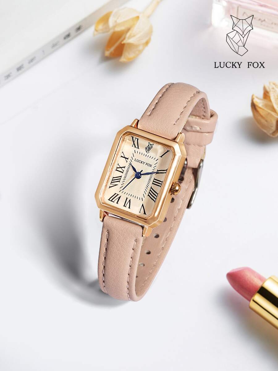 LUCKYFOX May mắn Con cáo Khô Pin Hợp kim kẽm Retro Thạch anh Hình vuông Quay số Dây đeo Đồng hồ , Đơn giản & Giải trí , Đối với Thiếu niên & Sinh viên Cuộc sống hàng ngày - Màu be - Xem 1