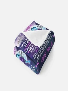 1pc Flannel Blanket With Printed Letter To Sister, Unisex Home Textile - Multicolor - View 4