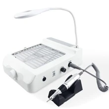 指甲工具套裝,專業丙烯酸指甲集塵器,電動指甲鑽集塵器,led桌燈,適用於指甲沙龍和家庭日常使用 - 杏色 - 查看 2