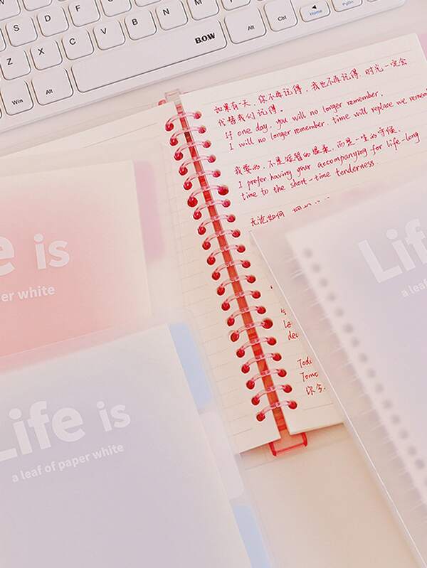 A5 Loose Leaf Notebook With Transparent Cover And Gradient Color Pages