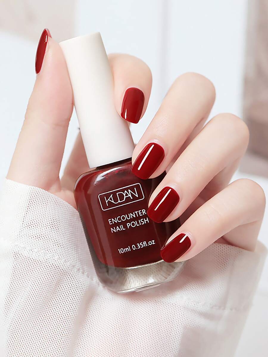 40色速干持久无味指甲油，水性可撕指甲油，适合女性和女孩，春、夏、秋、冬四季皆宜，情人节、万圣节、圣诞节最佳礼物 - 酒红色 - 酒紅色 - 查看 1