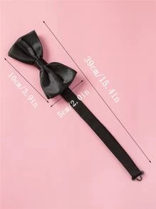 素色寵物蝴蝶結 - 黑色 - 查看 4