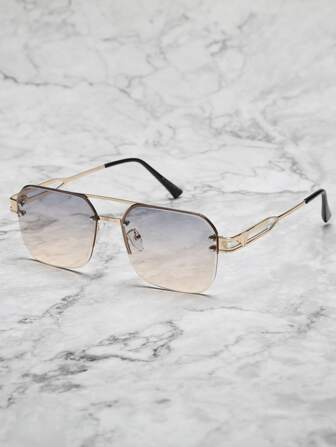 1pc Metal Half-Frame Personality Decoration Fashionable Eyeglasses For Leisure Vintage Shades Accessories Beach Accessories Glasses Shades Looks Street Style And Suit For Sweater Jacket Sweatshirt Hoodie Leather Pants And Cargo Pants For Summer Beach Vacation,Outdoor,Travel