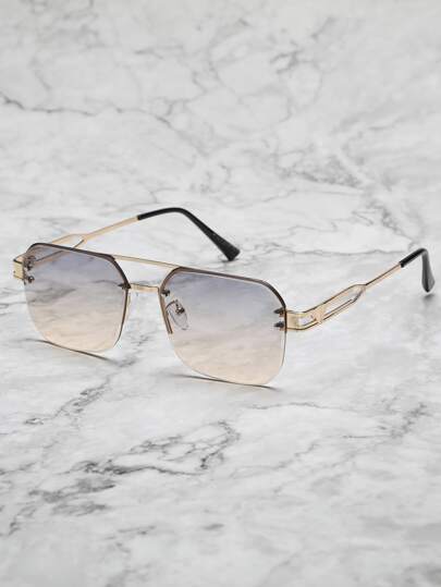 1pc Metal Half-Frame Personalized Decoration Fashionable Eyeglasses For Leisure Vintage Shades Accessories Beach Accessories Glasses Shades Looks Street Style And Suit For Sweater Jacket Sweatshirt Hoodie Leather Pants And Cargo Pants For Summer Beach Vacation,Outdoor,Travel