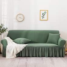1 pieza Funda de sofá espesado estilo unicolor cobertura completa elástico con pequeño - Verde - Ver 1