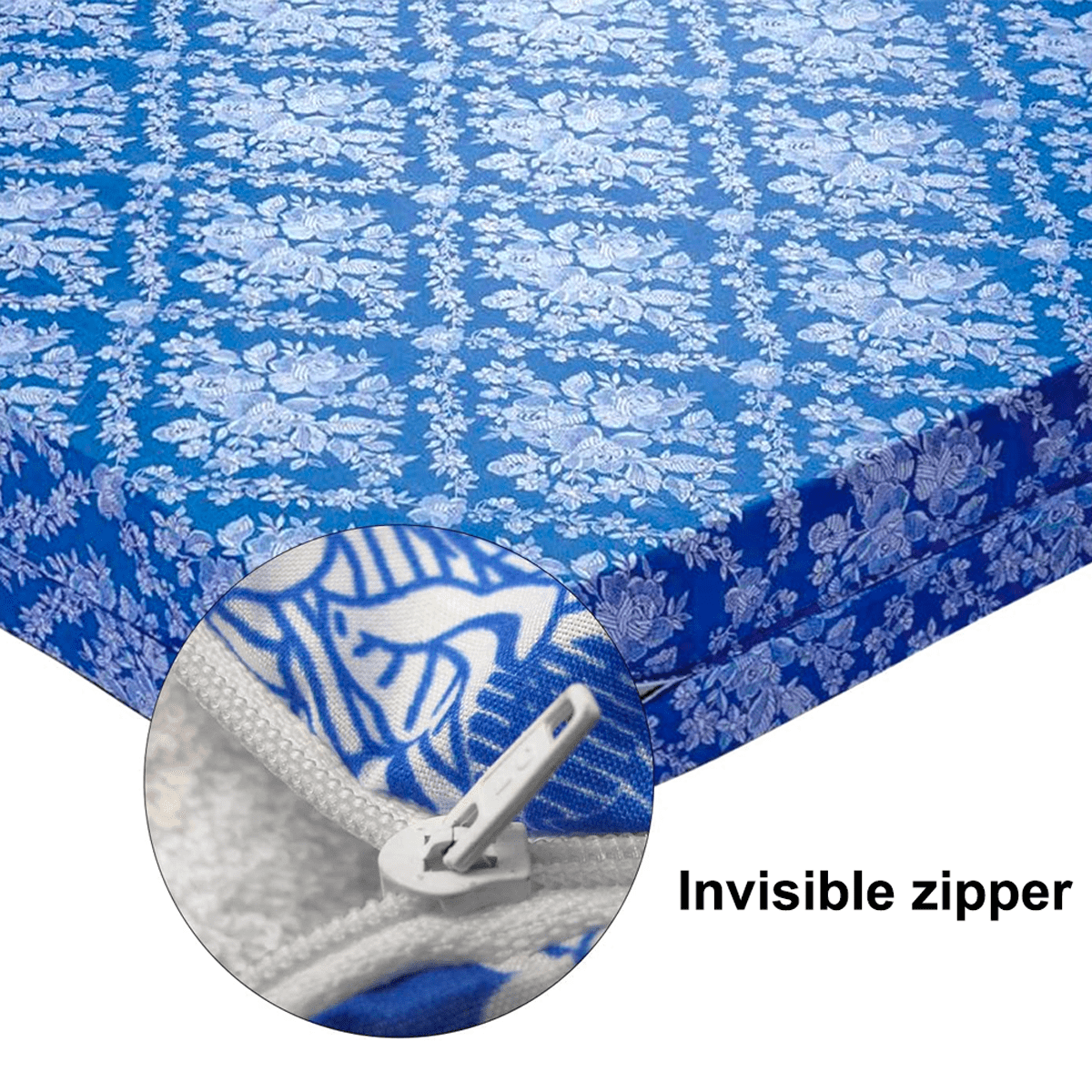 Blue Floral 6sided Fully Enclosed Mattress Cover With Zipper, Super Soft Bed Sheet, Suitable
