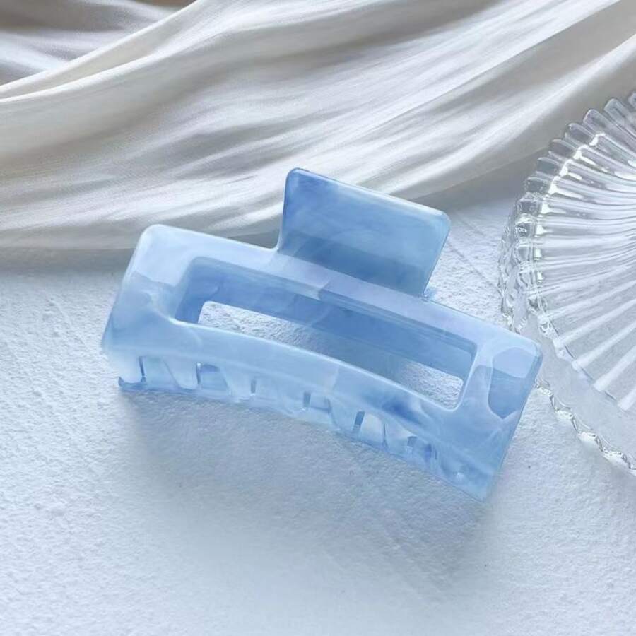 1pc Marble Pattern Geometric Shaped Hair Clip, Blue Casual Hair Claws Claw Clips Hair Clips Hair Jaw Clip Hair Clamps Hair Clutch Hair Catcher Clip, School Stuff, College Fall Winter Hair Accessories For Women For Vacation Outfits Woman - Blue - View 1