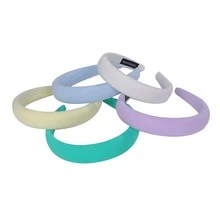 Macaron Colored Sponge Wide Headband - White - View 3