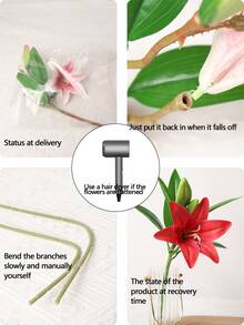 1pc Vải Lụa Nhựa Giả Hoa Lily Ba Màu Trang Trí Nội Thất, Thích Hợp Cho Lễ Cưới, Ngày Lễ, Tiệc Sinh Nhật, Sự Kiện Ngoài Trời, Cây Nhân Tạo, Chiều Dài 33cm - Màu vàng - Xem 3