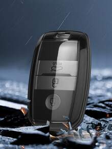 Solid Car Key Case Compatible With Kia K5/Rio/Rio5 - Black - View 4