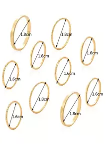 10pcs Creative Alloy Ring Set - Yellow Gold - View 3