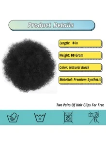 Un Peinado Para, Un Moño Corto De Cola De Caballo Con Un Tirón Alto Para Cabello Corto Natural, Y Un Pin De Pelo Rizado Africano Para Sujetar El Cabello - Negro - Ver 6