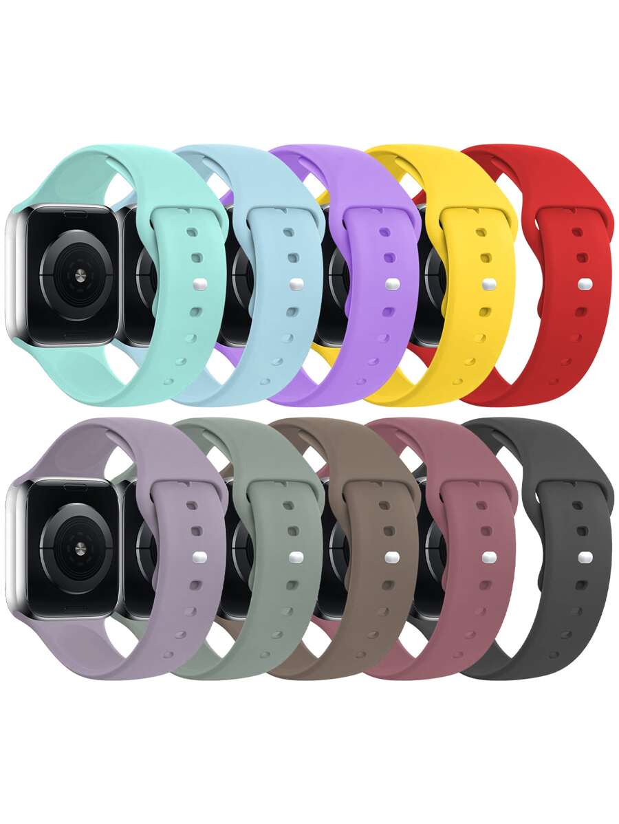 10 件/套软硅胶表带，适用于 表带 40 毫米 41 毫米 38 毫米 45 毫米 44 毫米 42 毫米 46 毫米 49 毫米，适用于男女，运动型 表带替换表带腕带，兼容 SE Ultra 系列 10 9 8 7 6 5 4 3 2 1
