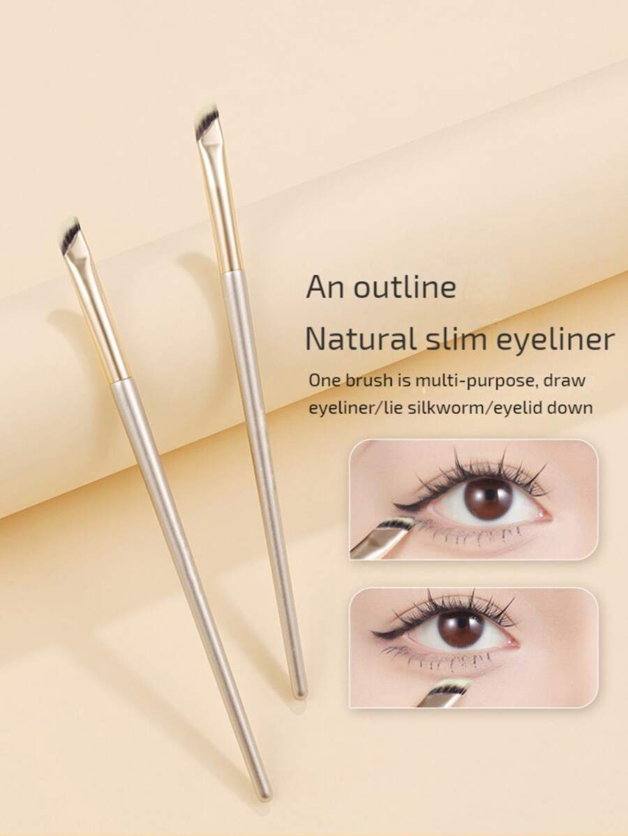 眼线刷，升级款镰刀形眼线刷，斜角眼线刷，眉毛遮瑕刷，1支装，眉刷，眼影刷，螺旋刷，螺旋刷 - 金色 - 查看 1