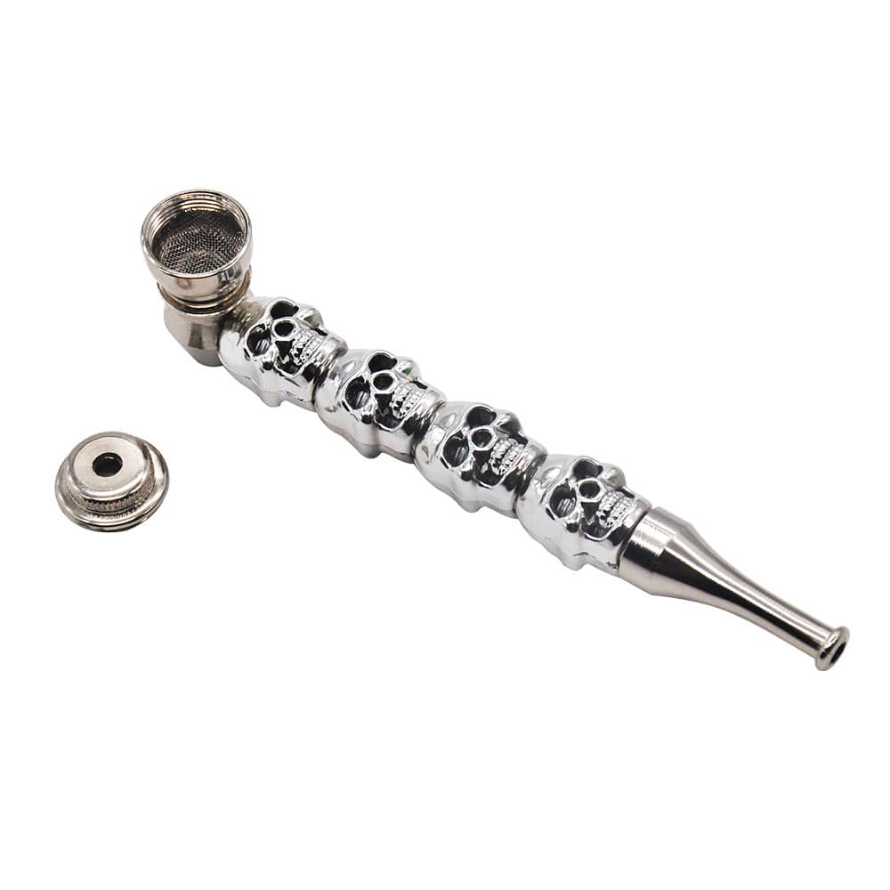 1PC Silver Skull Style Pipe, Portable and Easy To Disassemble and Clean