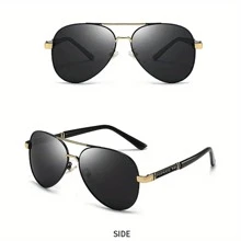 偏光时尚眼镜框，适合驾驶、钓鱼、夏季海滩度假、户外、旅行等户外活动 - 金色 - 查看 5